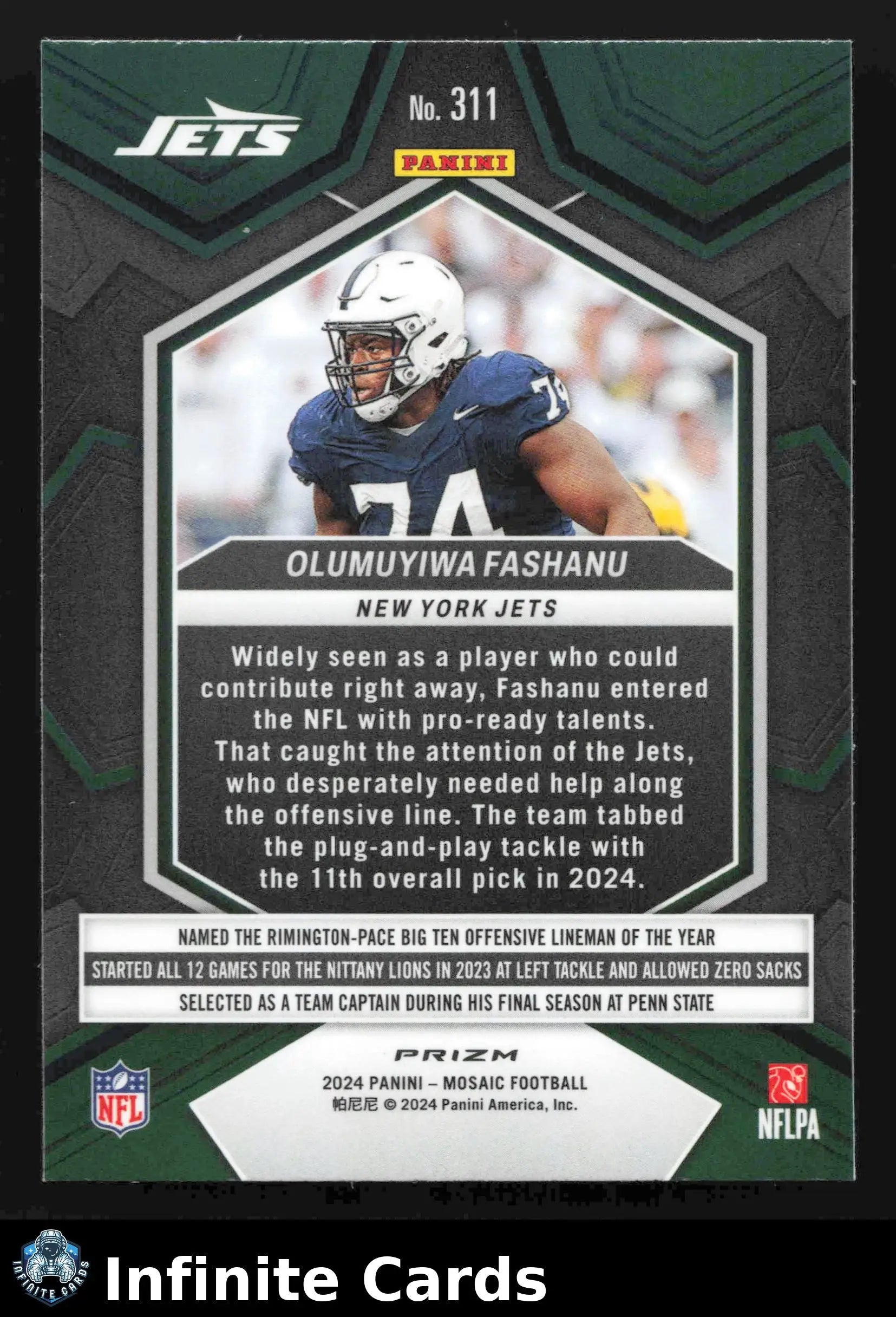 2024 Panini Mosaic OLUMUYIWA FASHANU #311 Camo Pink New York Jets RC - Football Card Single