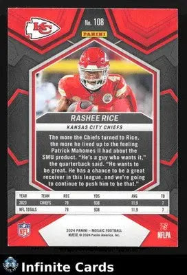 2024 Panini Mosaic RASHEE RICE #108 Kansas City Chiefs - Football Card Single