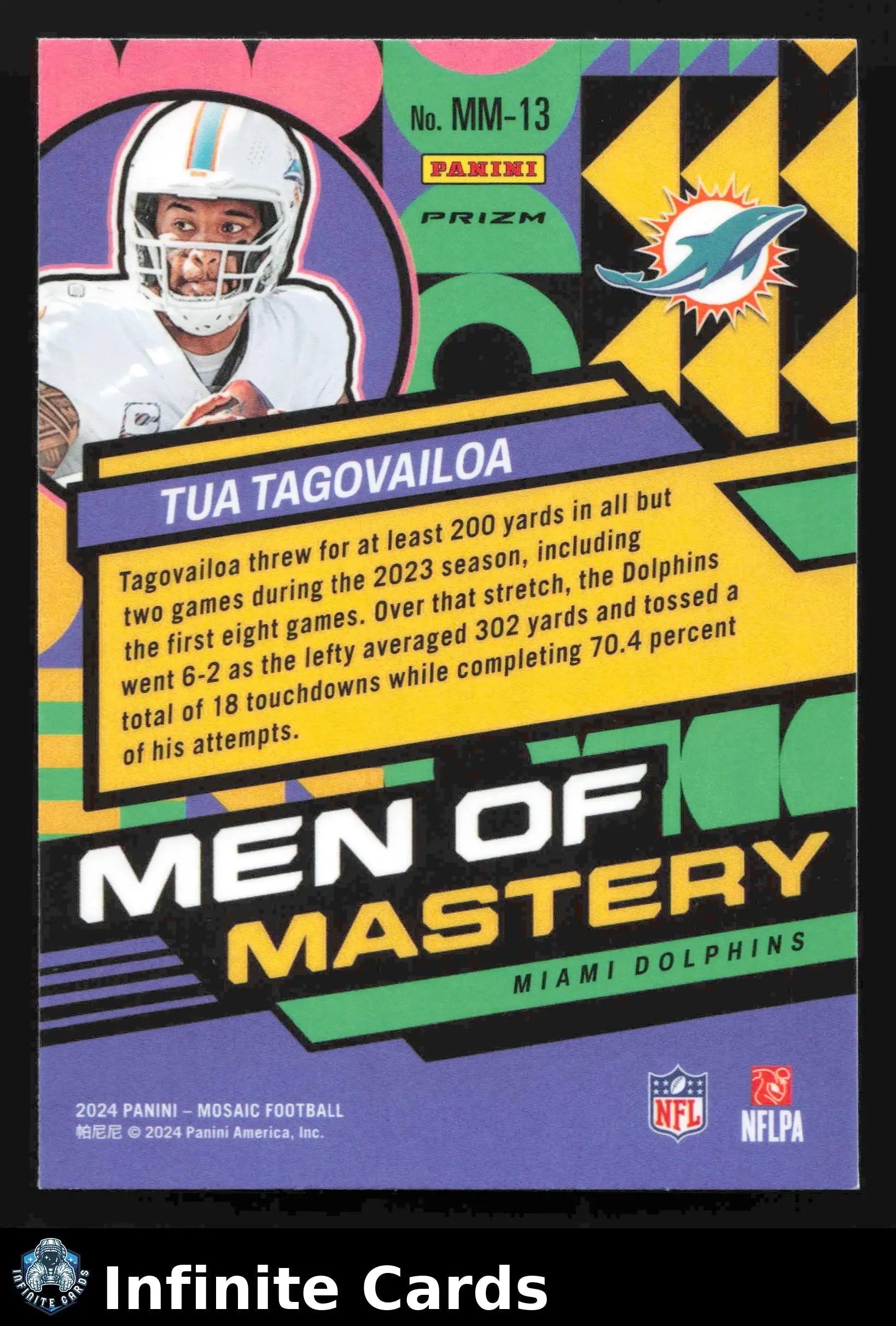 2024 Panini Mosaic TUA TAGOVAILOA #MM-13 Men of Mastery No Huddle Miami Dolphins - Football Card Single