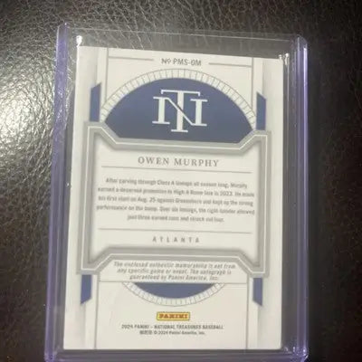 Owen Murphy baseball card from Panini National Treasures Atlanta Braves /49