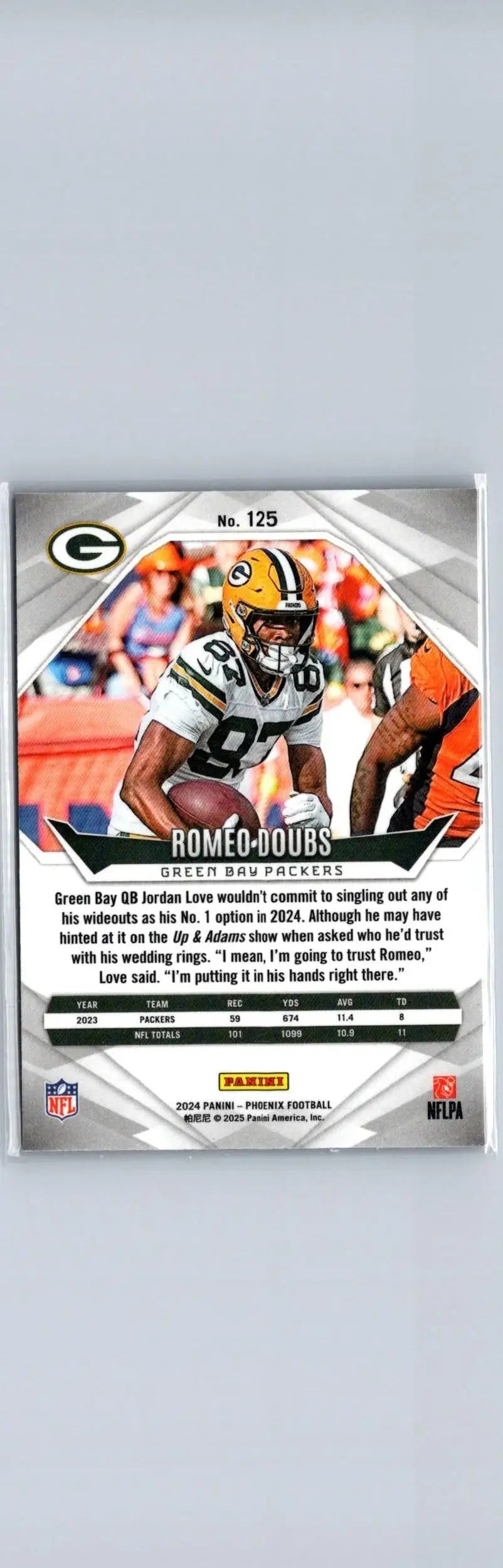 2024 Panini Phoenix #125 Romeo Doubs Purple - Football Card Single