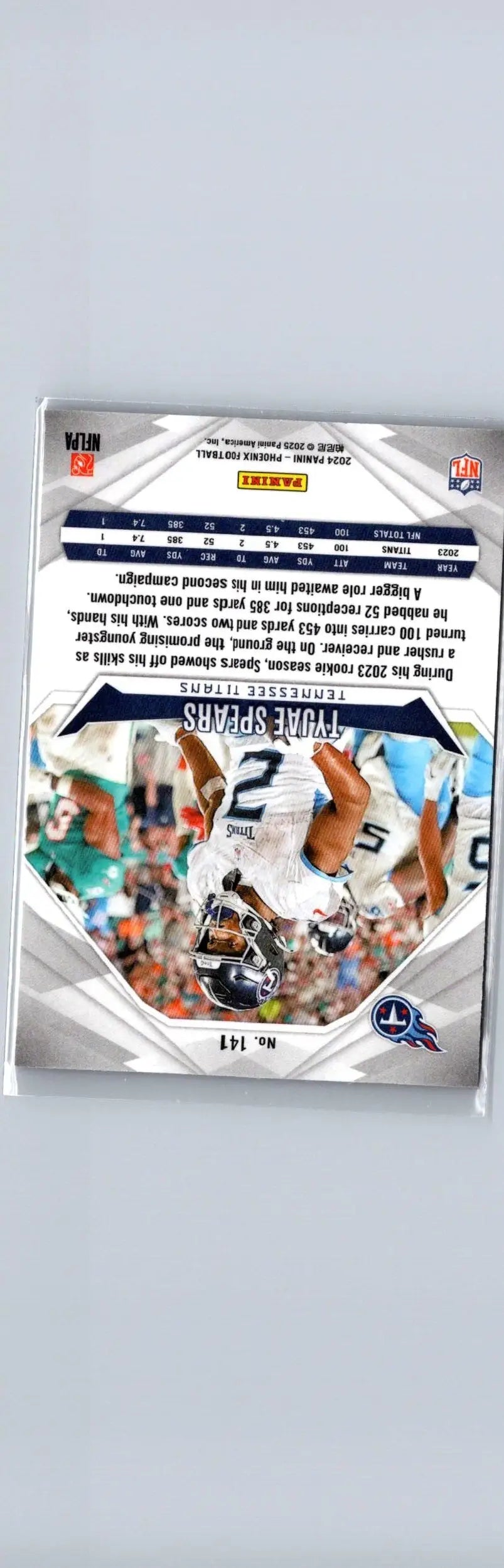 Treylon Burks football card from 2024 Panini Phoenix Tyjae Spears Lazer series