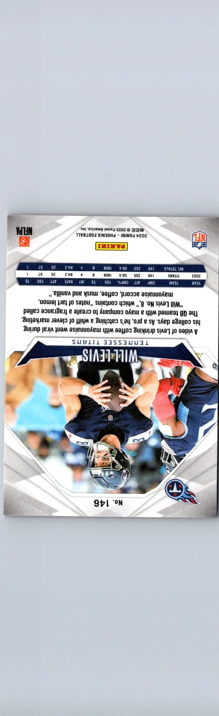 Will Levis football card from Panini Phoenix Levis Orange 2024 product