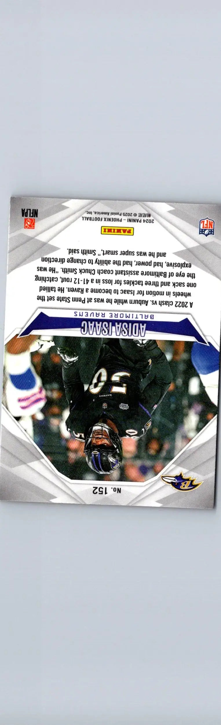 Football card featuring Adisa Isaac Orange from 2024 Panini Phoenix series