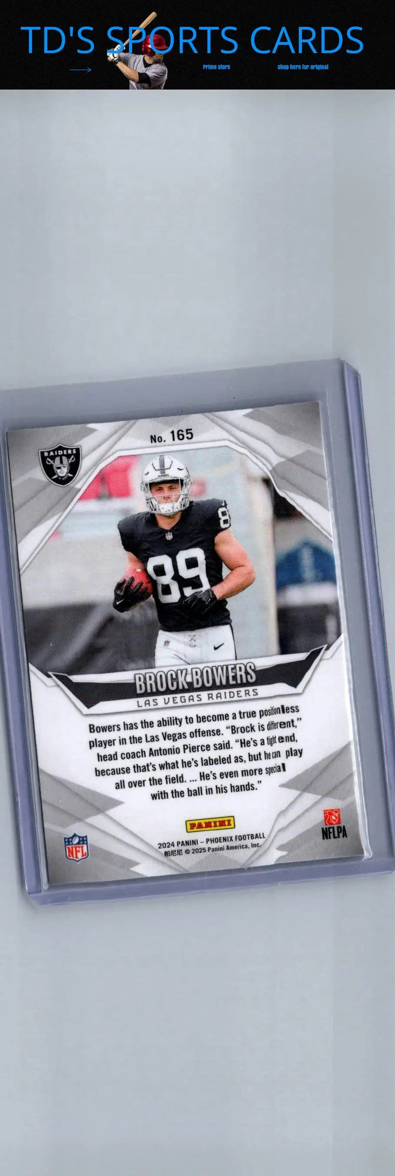 Brock Bowers football card from 2024 Panini Phoenix series featuring player collectible