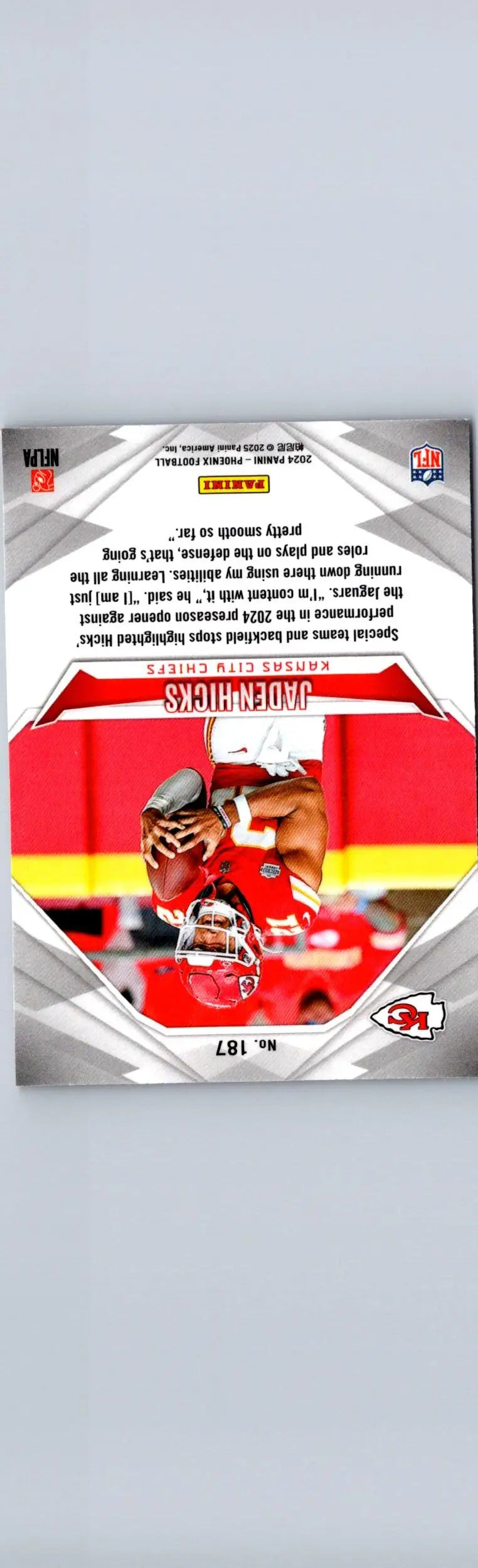 2024 Panini Phoenix Jaden Hicks football card featuring player image