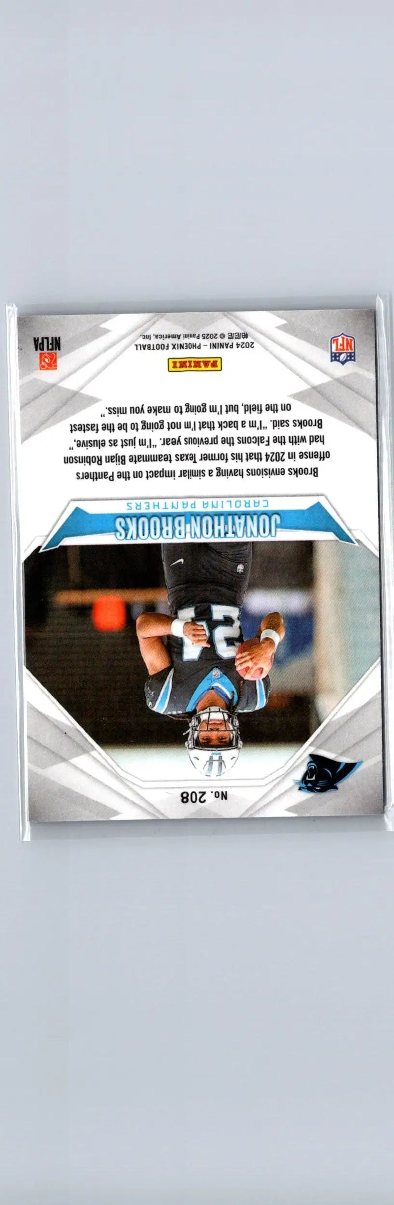 Football trading card featuring Jonathon Brooks from 2024 Panini Phoenix collection