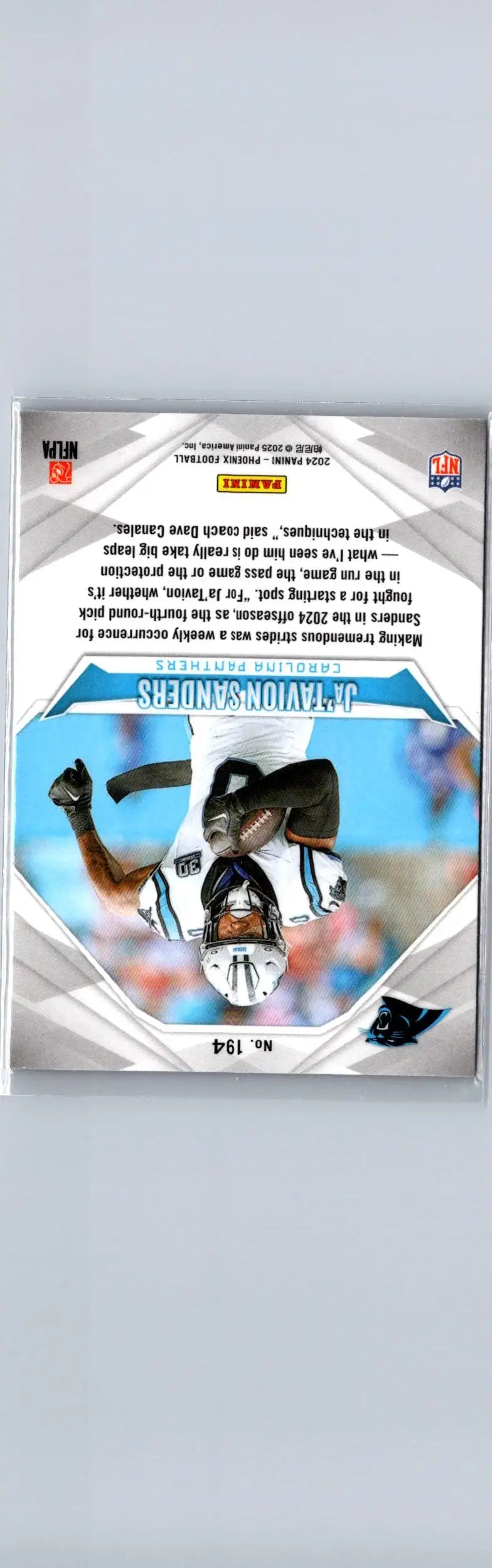 J Tavon Sanders football card from 2024 Panini Phoenix Jonathon Brooks Ice series