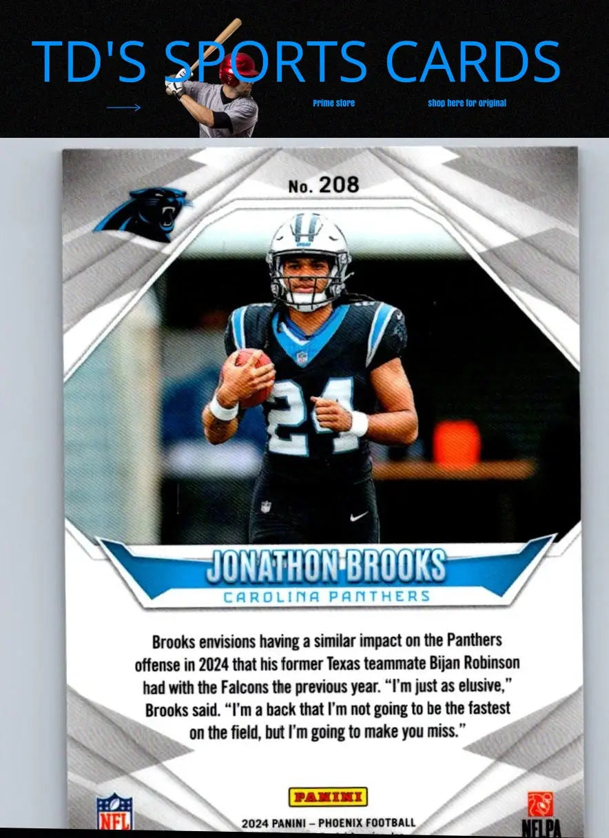 Jonathon Brooks football card from 2024 Panini Phoenix series
