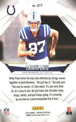 2024 Panini Phoenix #217 Laiatu Latu Rookie RC - Football Card Single