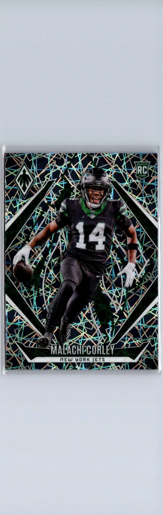 Malachi Corley football card from 2024 Panini Phoenix Corley Lazer series
