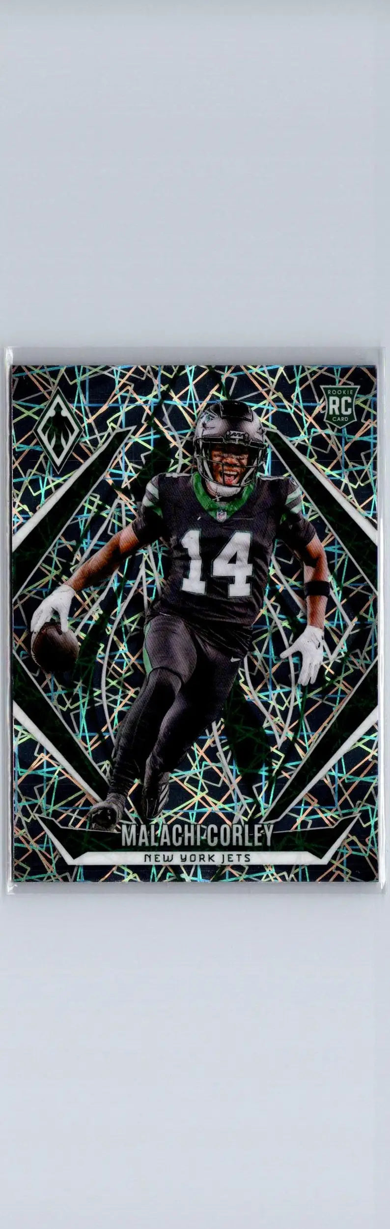 Malachi Corley football card from 2024 Panini Phoenix Corley Lazer series
