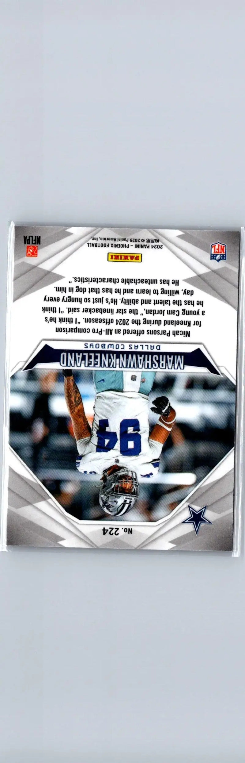 Football trading card featuring Marshawn Kneeland from 2024 Panini Phoenix series