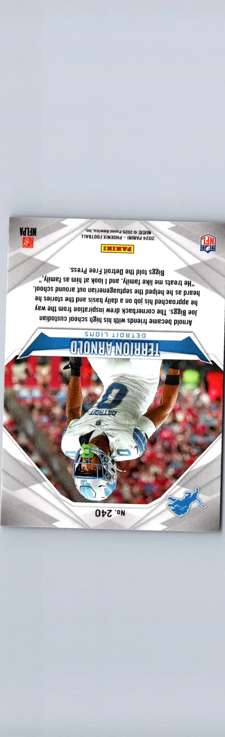 Football trading card of Terrion Arnold Silver from 2024 Panini Phoenix series