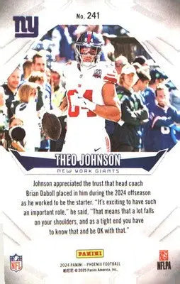 2024 Panini Phoenix #241 Theo Johnson Rookie RC - Football Card Single
