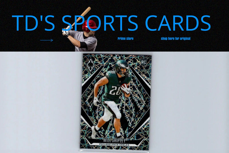 Football trading card featuring 2024 Panini Phoenix Will Shipley Lazer artwork