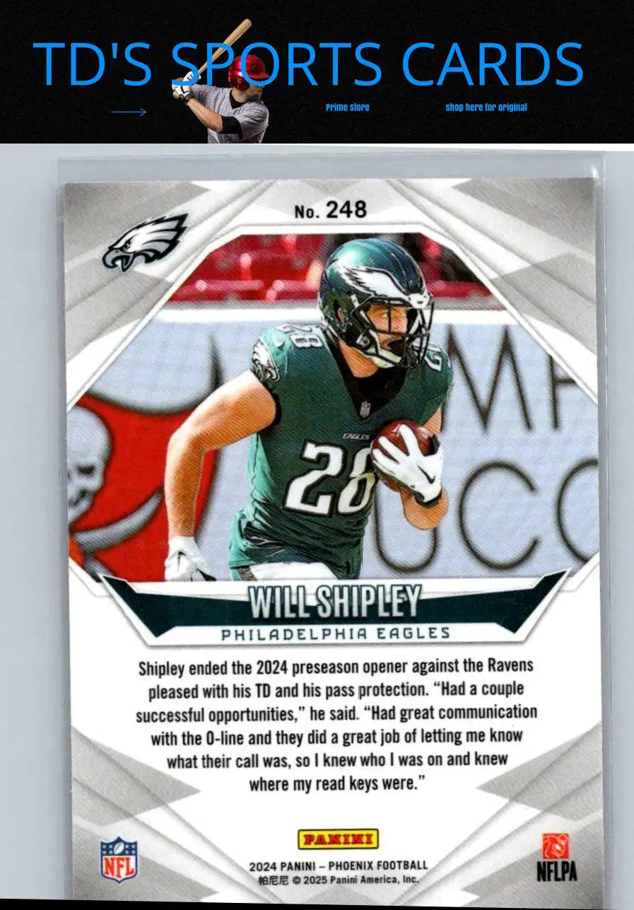 2024 Panini Phoenix Will Shipley Lazer football card for collectors
