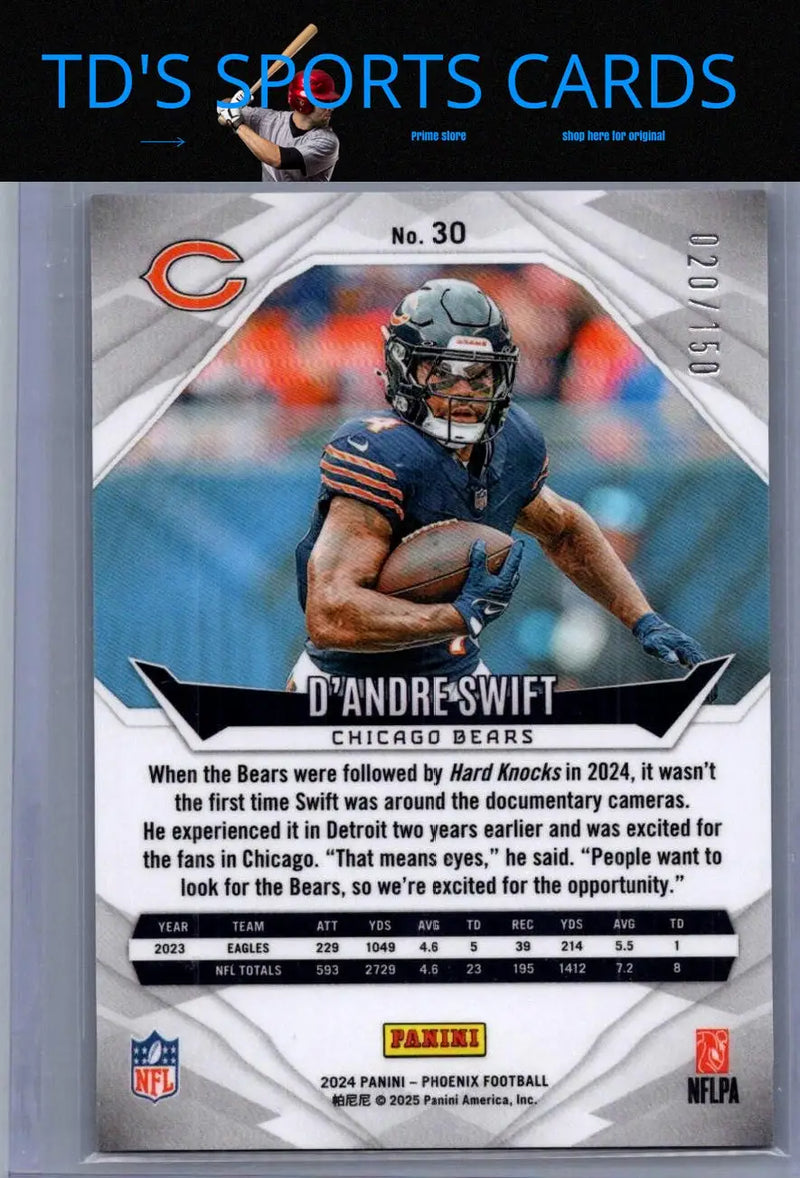 D’Andre Swift NFL Shield football card from Panini Phoenix 2024 series