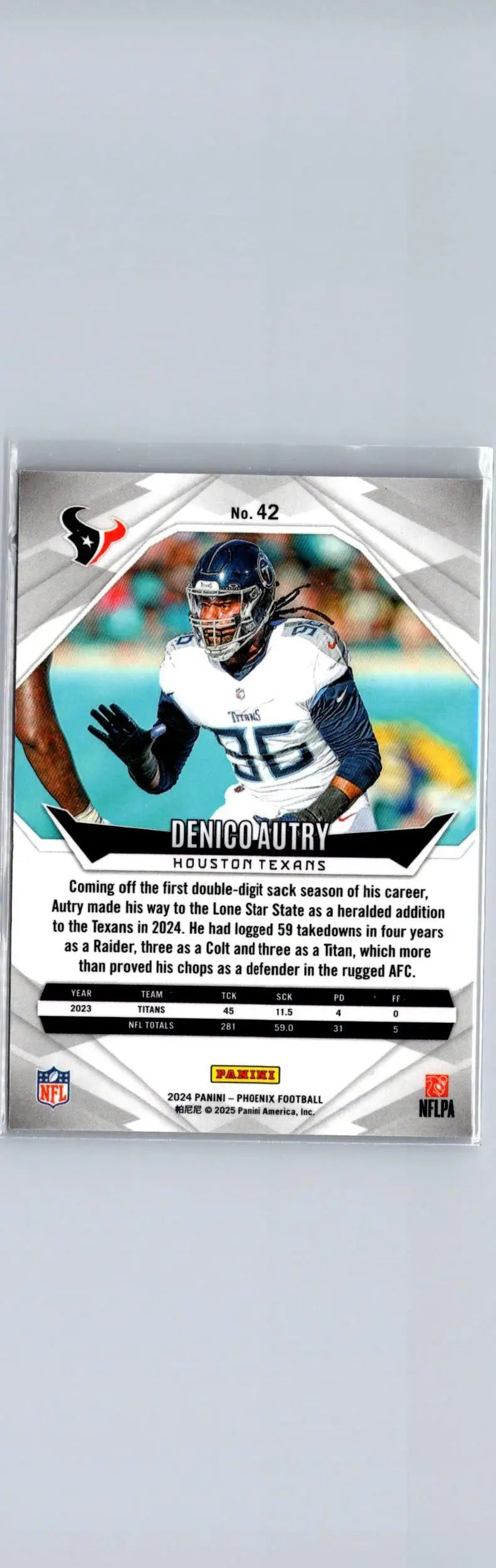 2024 Panini Phoenix #42 Denico Autry Purple - Football Card Single