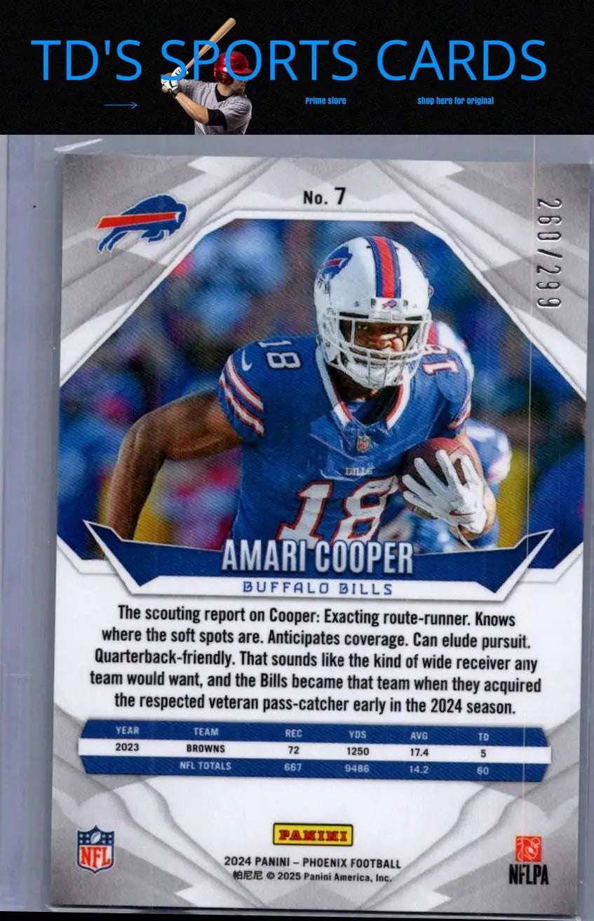 Amari Cooper Phoenix football card from 2024 Panini Phoenix #7 Cooper Phoenix lineup