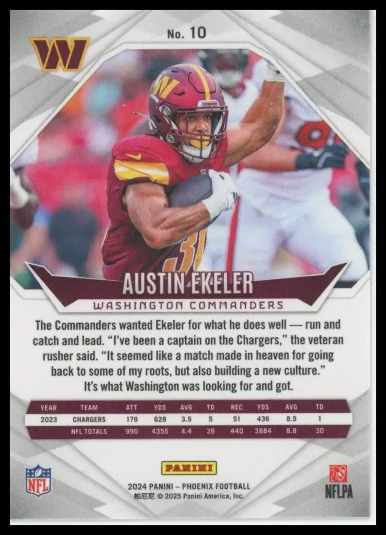 2024 Panini Phoenix Austin Ekeler #10 Washington Commanders Football Card NFL - Football Card Single