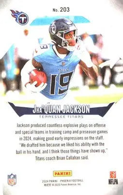 2024 Panini Phoenix Blue Fade #203 Jha’Quan Jackson Rookie SN,RC #/249 - Football Card Single