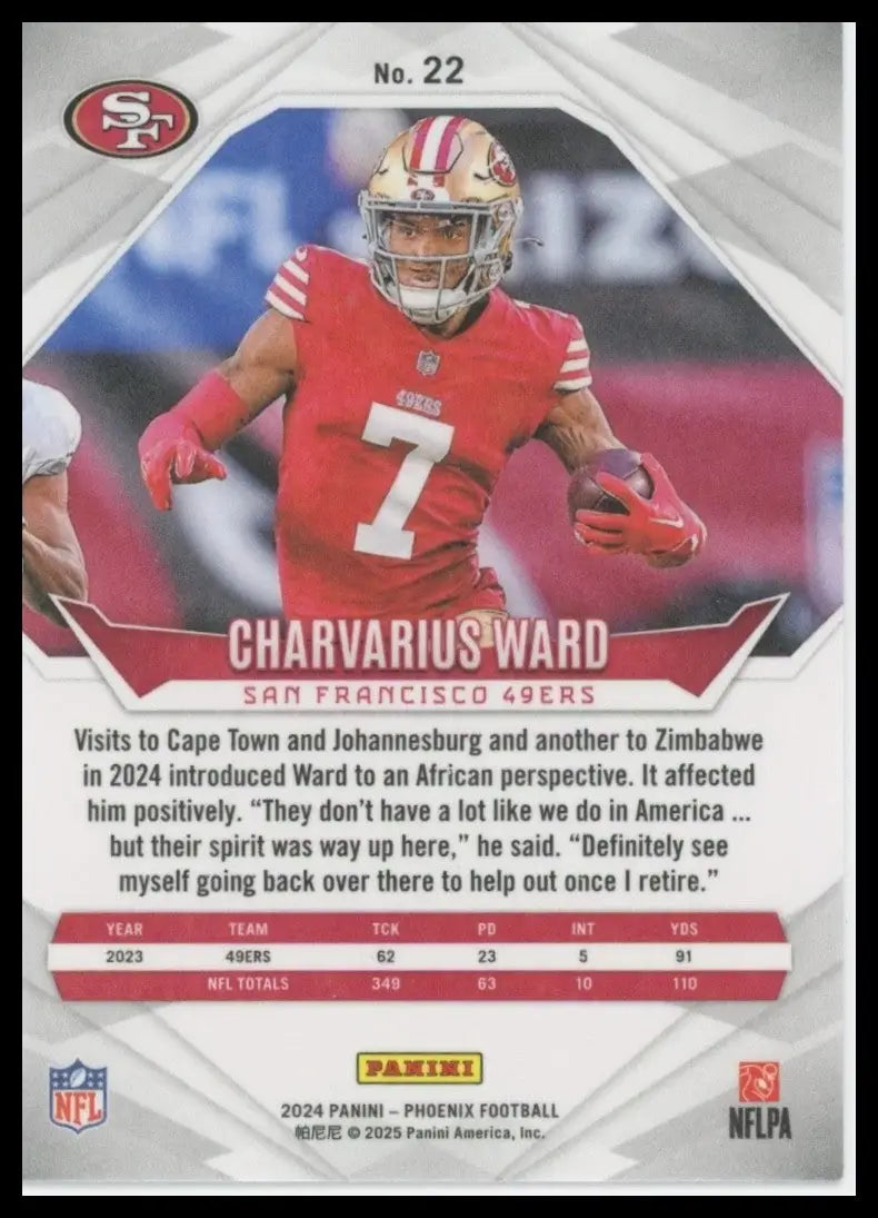 2024 Panini Phoenix Charvarius Ward #22 San Francisco 49ers Football Card NFL