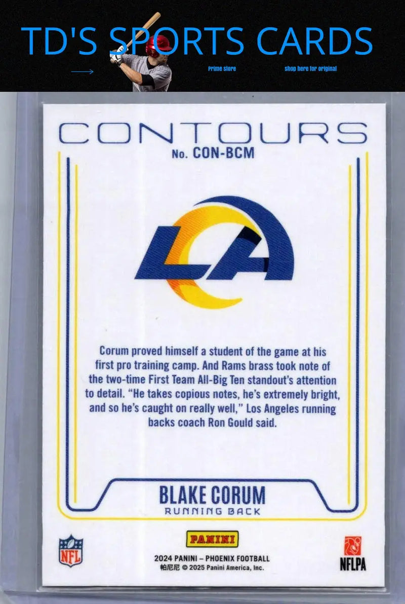 Blake Corum football card from 2024 Panini Phoenix Blake Corum Contours product