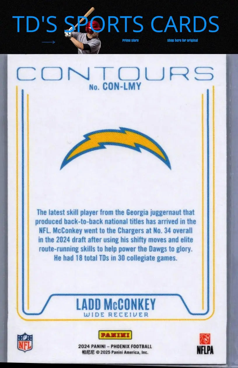 Ladd McConkey football card from 2024 Panini Phoenix Ladd McConkey Contours series