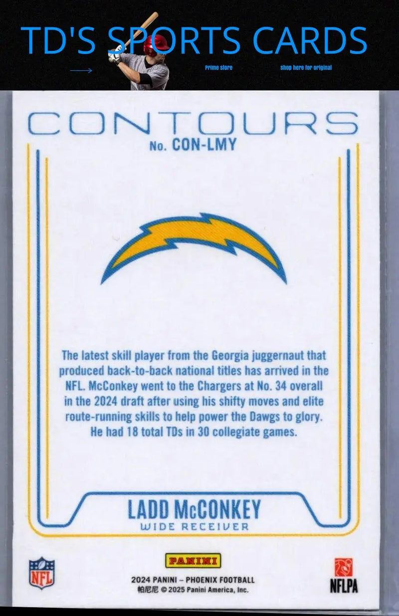Ladd McConkey football card from 2024 Panini Phoenix Ladd McConkey Contours series