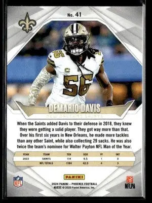 2024 Panini Phoenix Demario Davis #41 New Orleans Saints
