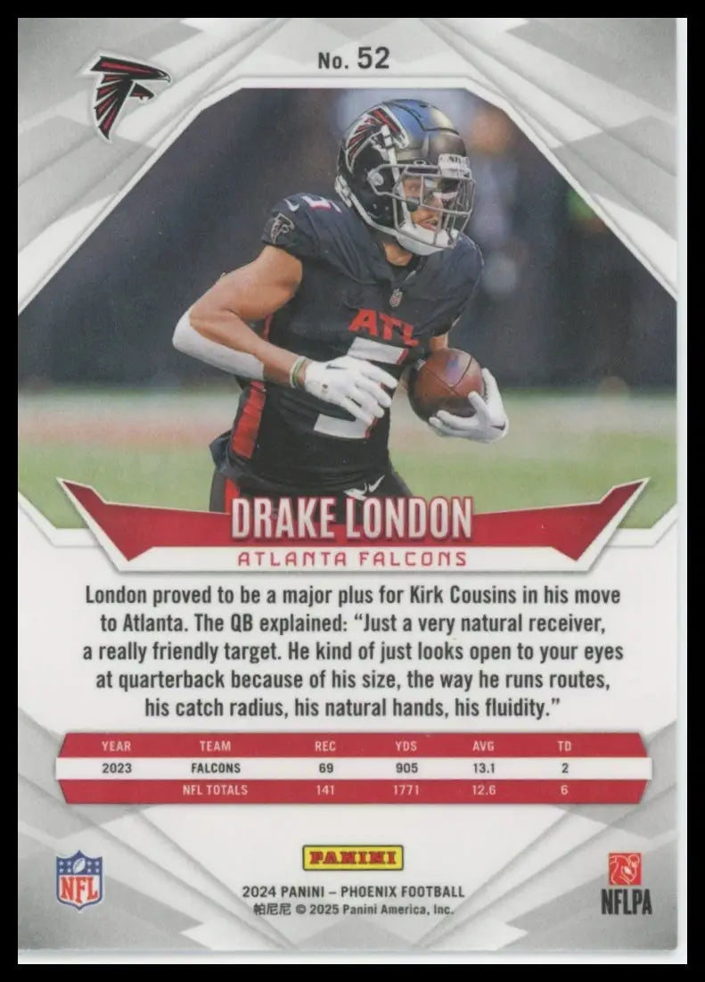 2024 Panini Phoenix Drake London 52 Atlanta Falcons - Football Card Single