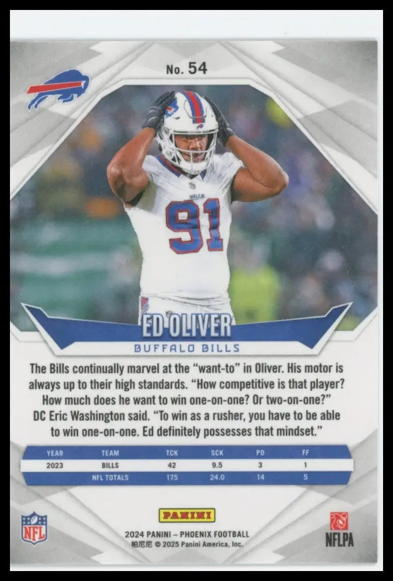2024 Panini Phoenix Ed Oliver 54 Buffalo Bills - Football Card Single