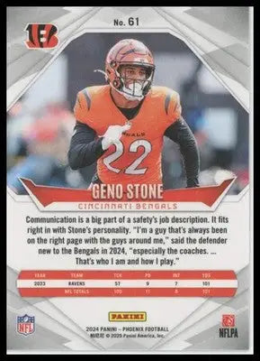 2024 Panini Phoenix Geno Stone 61 Cincinnati Bengals - Football Card Single