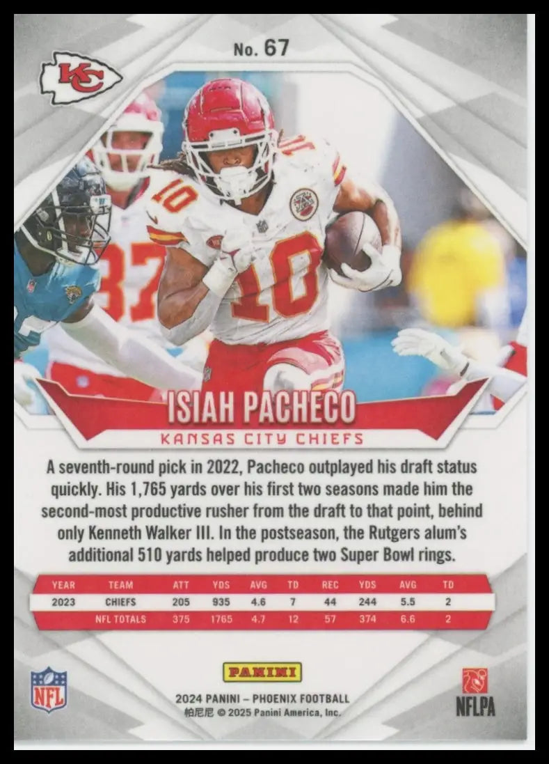 2024 Panini Phoenix Isiah Pacheco 67 Kansas City Chiefs - Football Card Single
