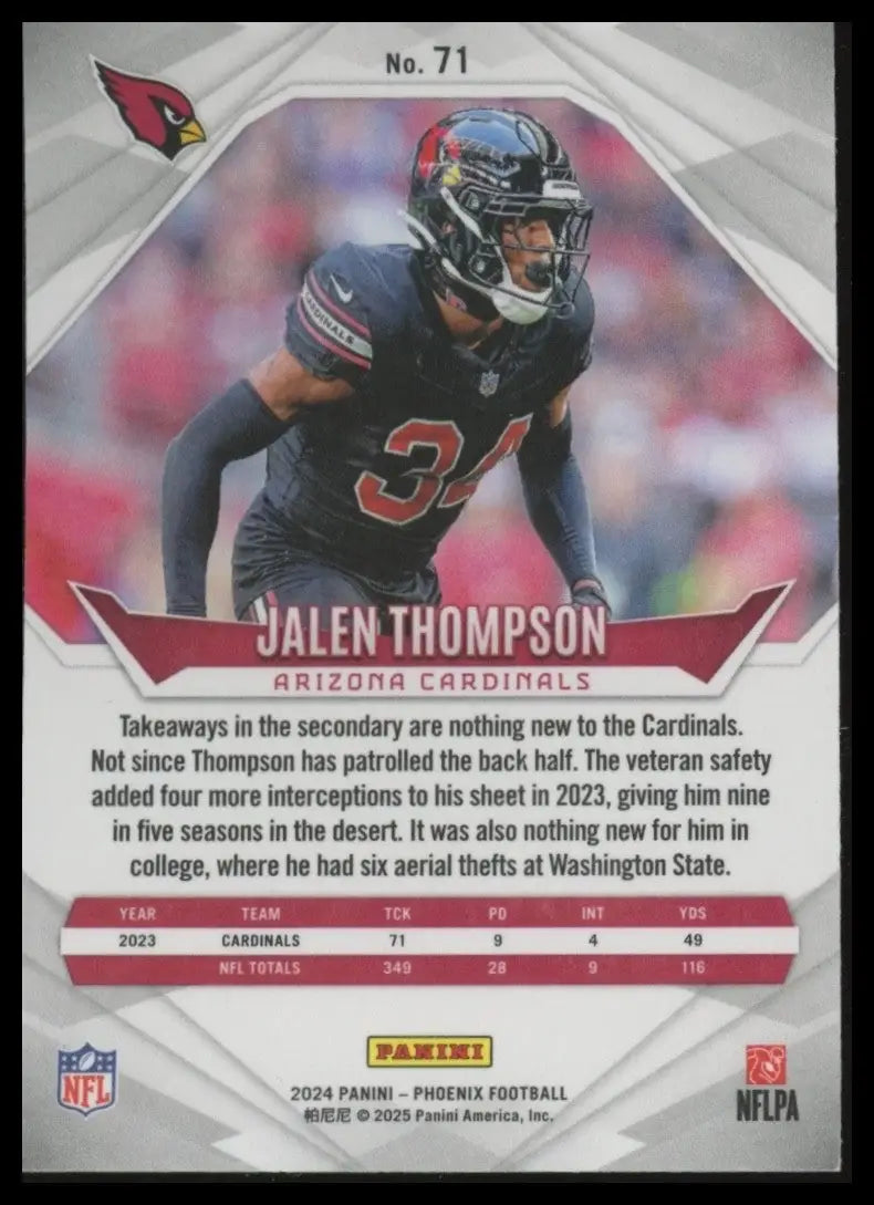 2024 Panini Phoenix Jalen Thompson #71 Arizona Cardinals Football Card NFL Sport - Football Card Single