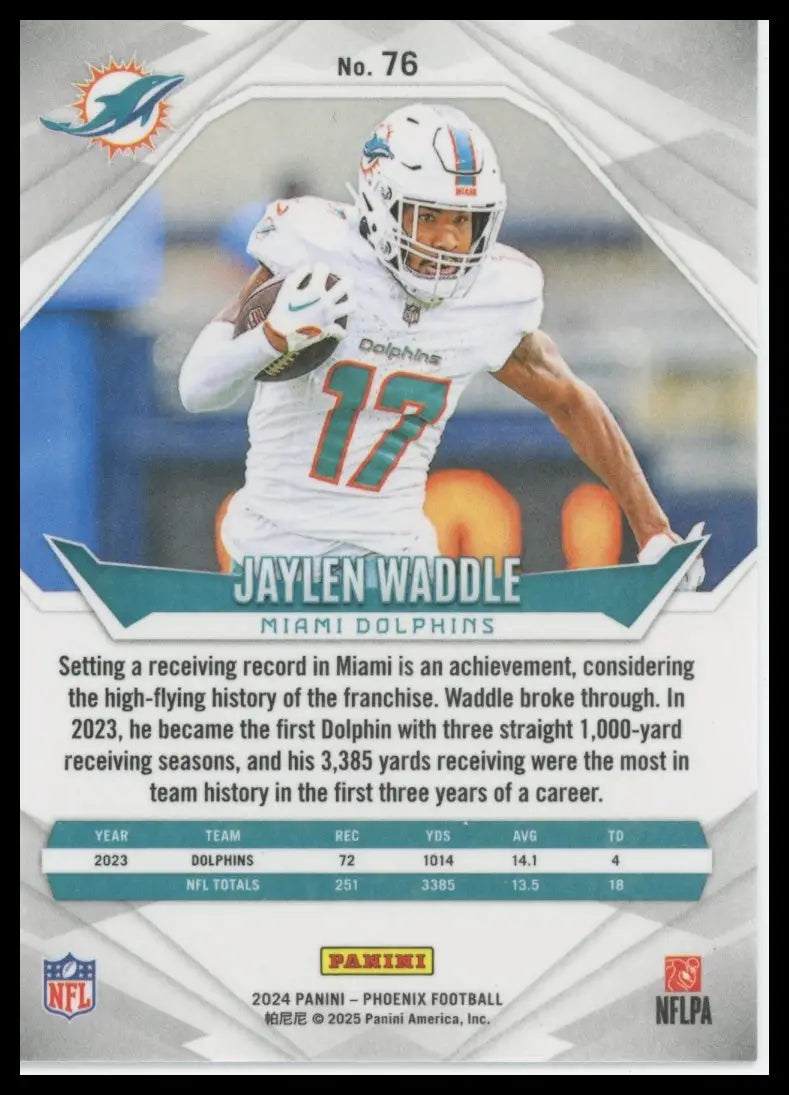 2024 Panini Phoenix Jaylen Waddle 76 Miami Dolphins - Football Card Single