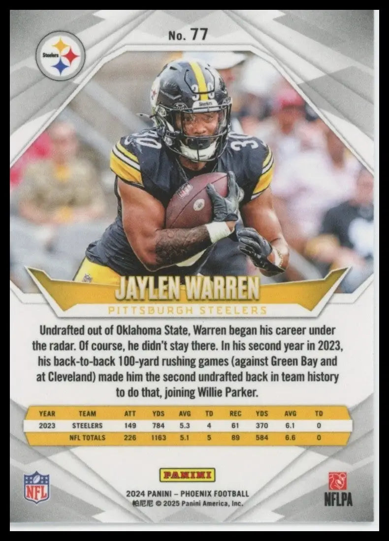 2024 Panini Phoenix Jaylen Warren #77 Pittsburgh Steelers Football Card NFL - Football Card Single