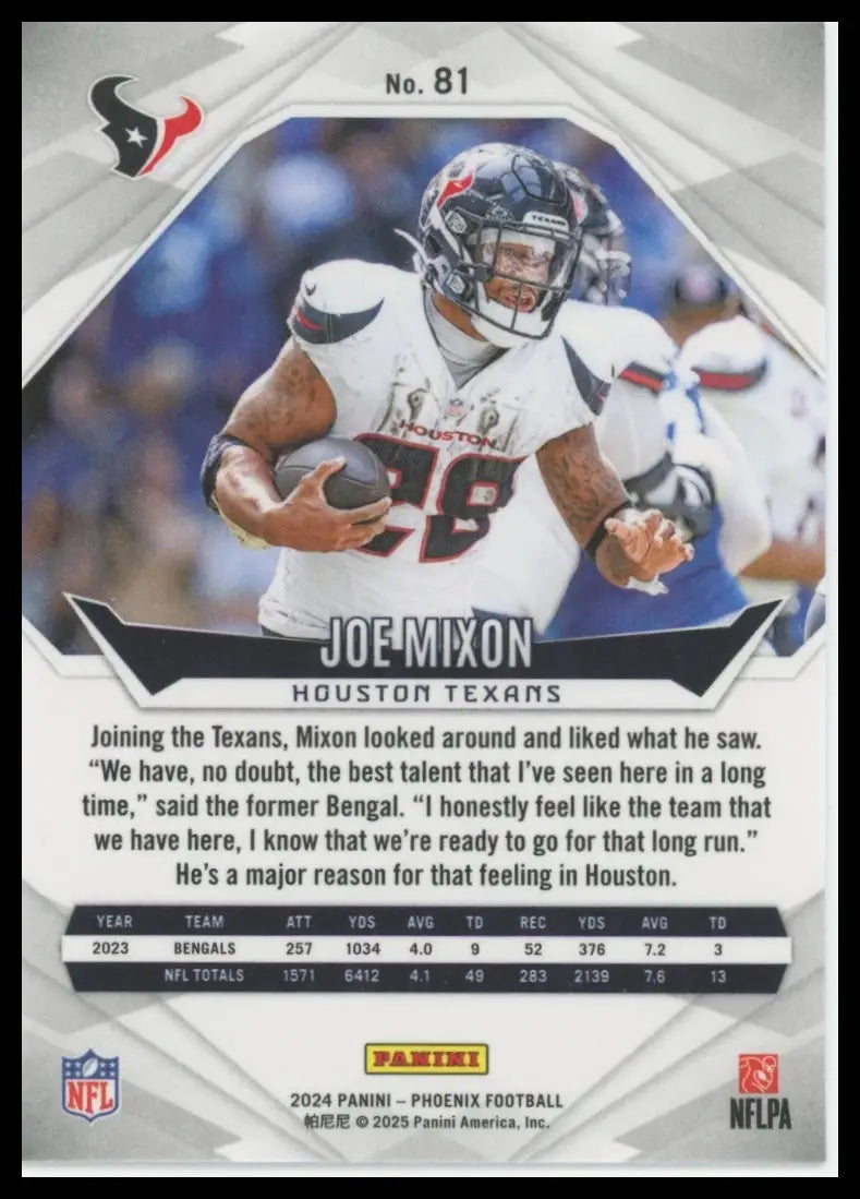 2024 Panini Phoenix Joe Mixon 81 Houston Texans - Football Card Single