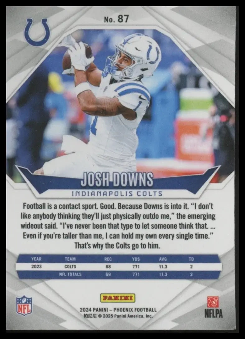 2024 Panini Phoenix Josh Downs #87 Indianapolis Colts Football Card NFL Sports - Football Card Single
