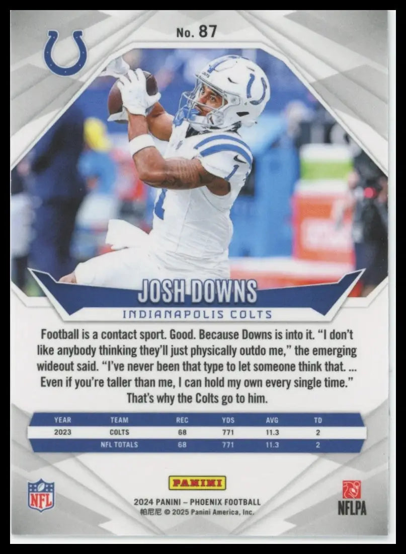 2024 Panini Phoenix Josh Downs 87 Indianapolis Colts - Football Card Single
