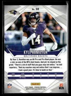 2024 Panini Phoenix Kyle Hamilton #98 Baltimore Ravens - Football Card Single