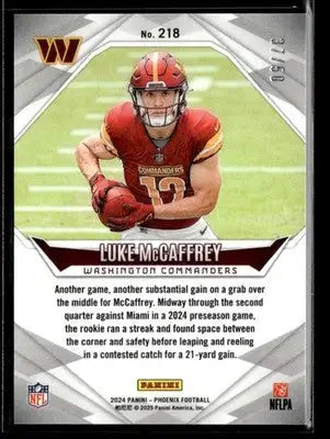 2024 Panini Phoenix Luke McCaffrey #218 Blue SN,RC #/50 Washington Commanders