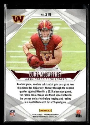 2024 Panini Phoenix Luke McCaffrey #218 RC Washington Commanders - Football Card Single