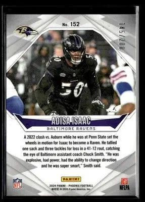 2024 Panini Phoenix - Pulsar Adisa Isaac #152 SN,RC #/200 Baltimore Ravens