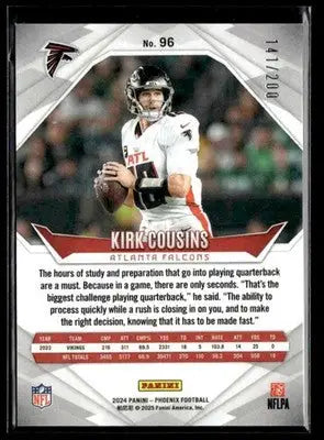 2024 Panini Phoenix - Pulsar Kirk Cousins #96 SN #/200 Atlanta Falcons