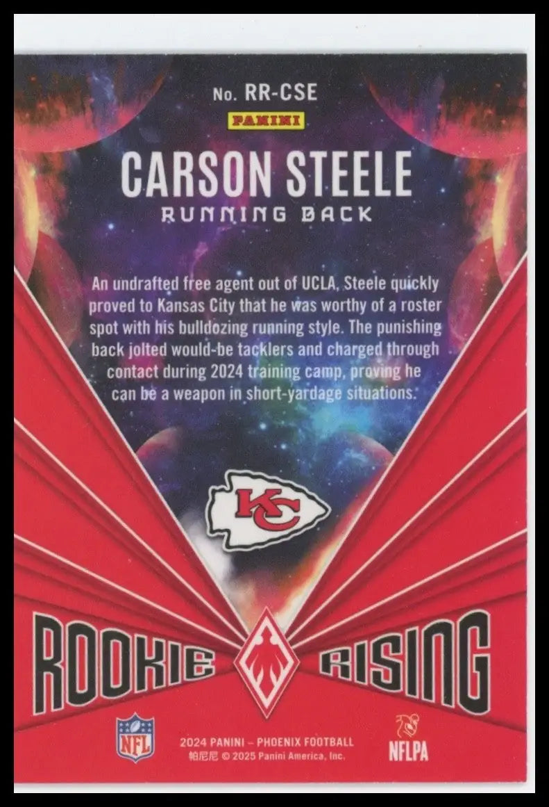2024 Panini Phoenix Rookie Rising Carson Steele #RR-CSE Kansas City Chiefs NFL - Football Card Single