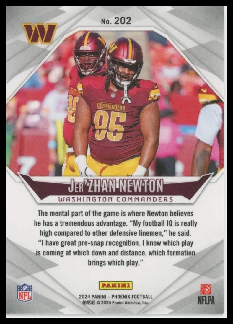 2024 Panini Phoenix - Rookies Jer’zhan Newton #202 (RC) - Football Card Single