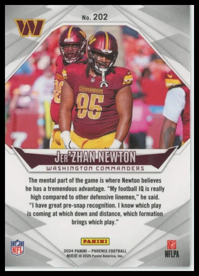 2024 Panini Phoenix - Rookies Jer’zhan Newton #202 Silver (RC) - Football Card Single