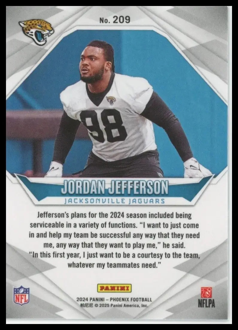 2024 Panini Phoenix - Rookies Jordan Jefferson #209 (RC) - Football Card Single